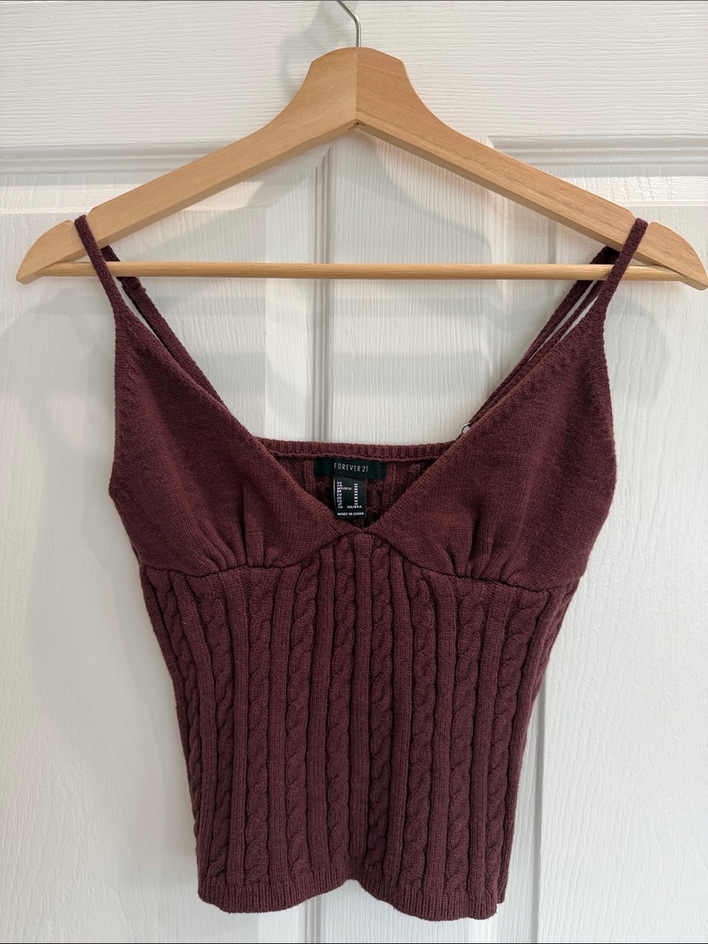 Forever 21 Burgundy Cable Knit Tank Top